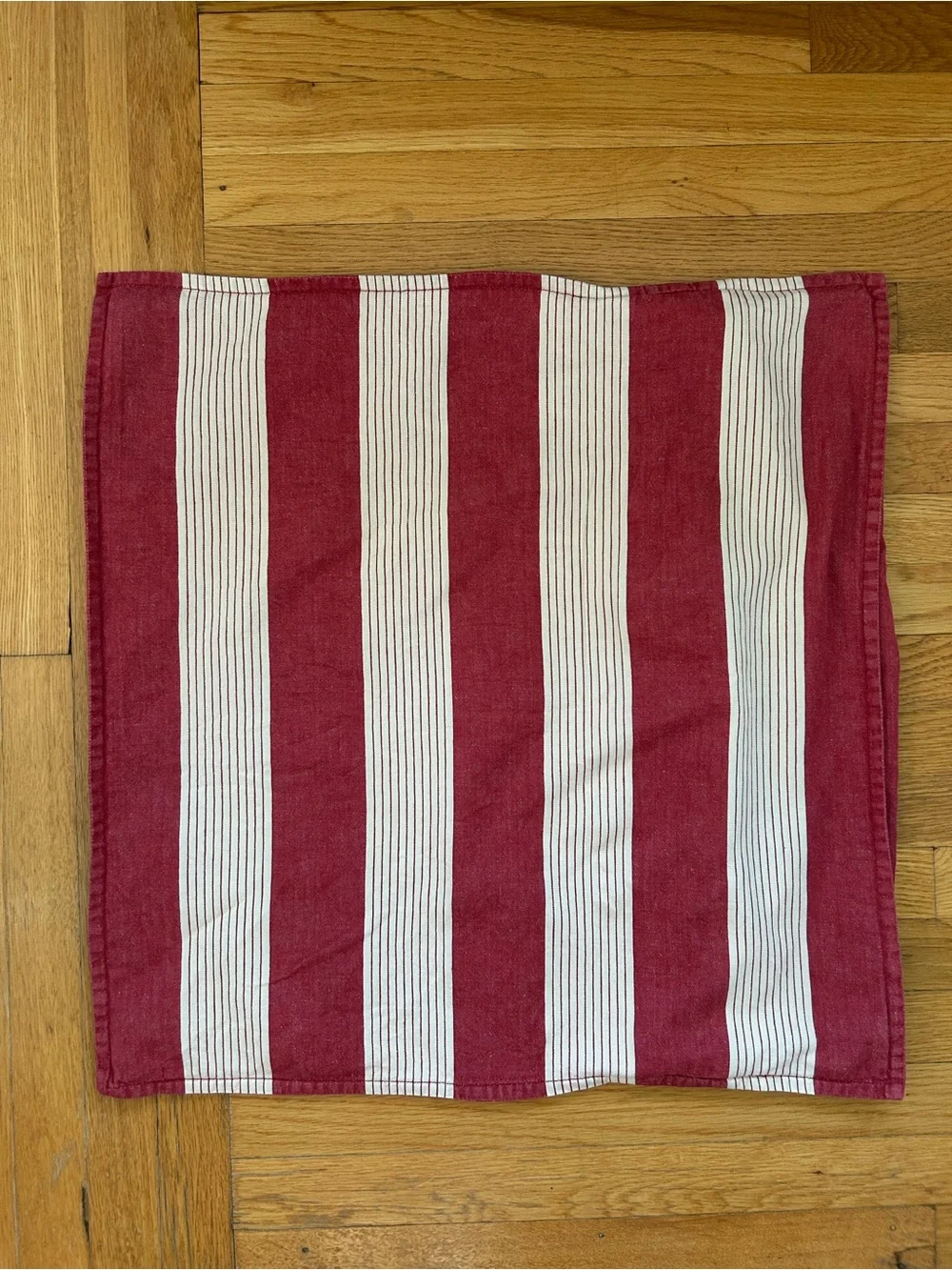 Pottery Barn Red and Cream Striped 2 Euro Shams